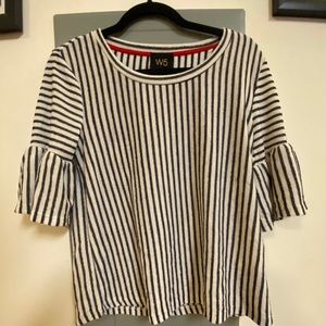 Navy and white stripe top